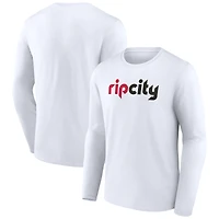 Men's  White Portland Trail Blazers Alternate Logo Long Sleeve T-Shirt