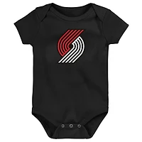 Body pour nouveau-né Outerstuff noir avec logo principal des Portland Trail Blazers