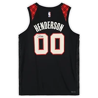 Scoot Henderson Portland Trail Blazers Autographed Black Nike 2023-24 City Edition Swingman Jersey
