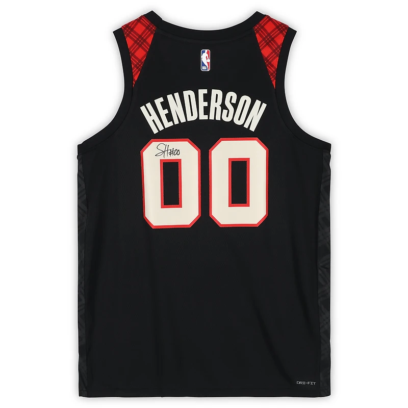 Scoot Henderson Portland Trail Blazers Autographed Black Nike 2023-24 City Edition Swingman Jersey
