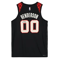 Maillot Swingman Nike City Edition 2023-24 noir dédicacé par Scoot Henderson des Portland Trail Blazers