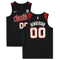 Scoot Henderson Portland Trail Blazers Autographed Black Nike 2023-24 City Edition Swingman Jersey