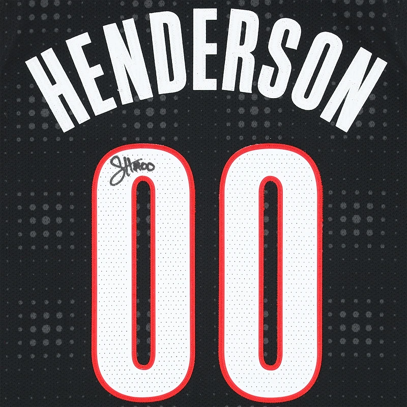 Maillot Nike City Edition 2024-25 noir dédicacé par Scoot Henderson des Portland Trail Blazers