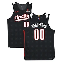 Maillot Nike City Edition 2024-25 noir dédicacé par Scoot Henderson des Portland Trail Blazers