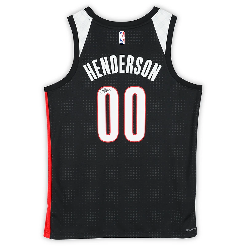 Maillot Nike City Edition Swingman noir dédicacé par Scoot Henderson des Portland Trail Blazers 2024-25