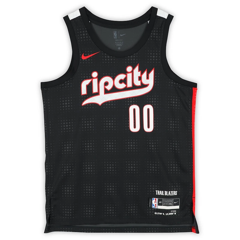 Maillot Nike City Edition Swingman noir dédicacé par Scoot Henderson des Portland Trail Blazers 2024-25