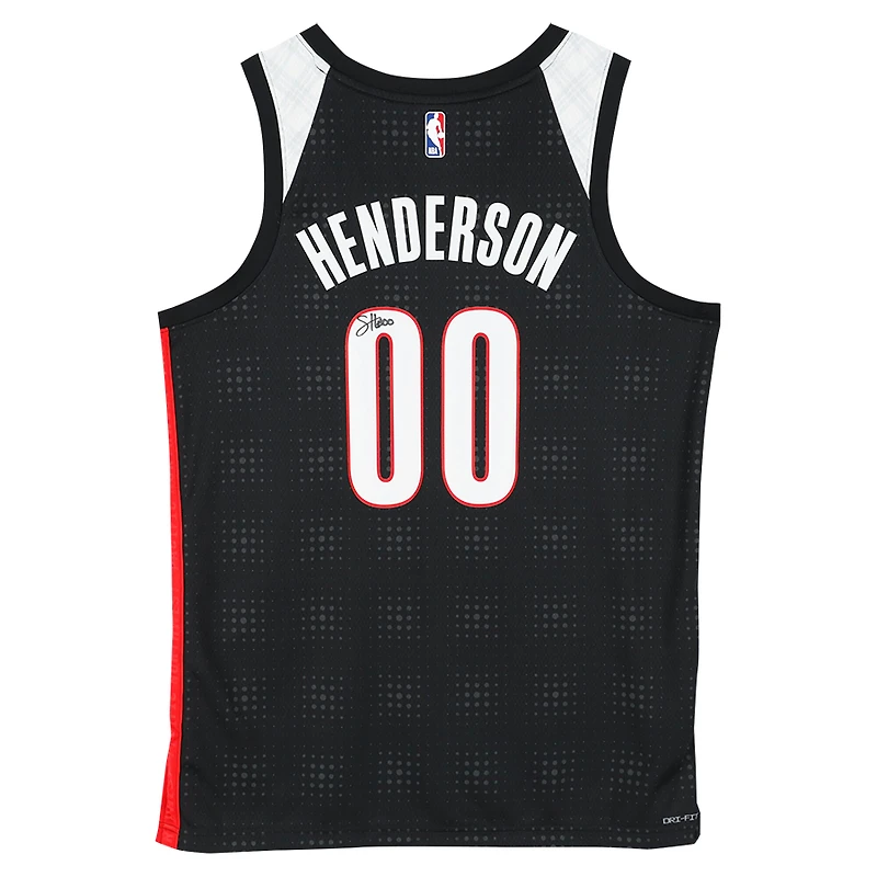 Scoot Henderson Portland Trail Blazers Autographed Black Nike 2024-25 City Edition Swingman Jersey
