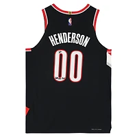 Maillot authentique Nike Diamond Icon Edition noir autographié par Scoot Henderson des Portland Trail Blazers