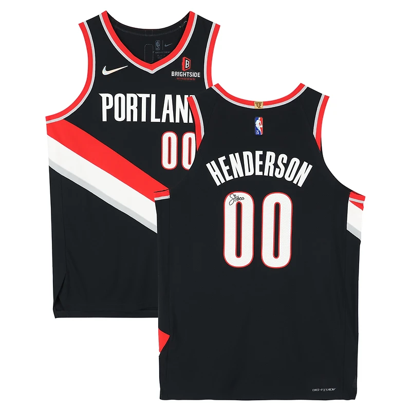 Maillot authentique Nike Icon Edition noir dédicacé par Scoot Henderson des Portland Trail Blazers