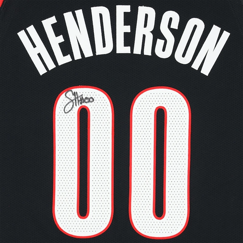 Maillot authentique Nike Icon Edition noir dédicacé par Scoot Henderson des Portland Trail Blazers