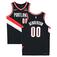 Maillot authentique Nike Icon Edition noir dédicacé par Scoot Henderson des Portland Trail Blazers