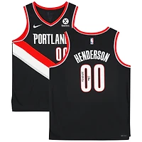 Maillot Swingman Nike Icon Edition noir dédicacé par Scoot Henderson des Portland Trail Blazers avec inscription « 2023 #3 Pick »