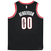 Maillot Swingman Nike Icon Edition noir dédicacé par Scoot Henderson des Portland Trail Blazers avec inscription « 2023 #3 Pick »