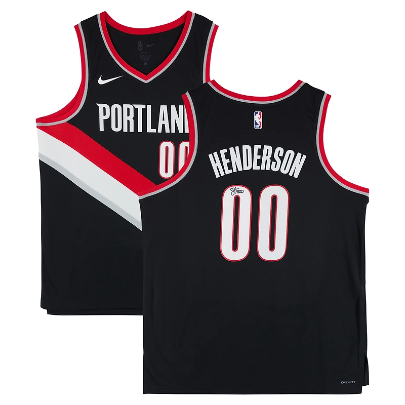 Maillot Nike Swingman noir dédicacé par Scoot Henderson des Portland Trail Blazers