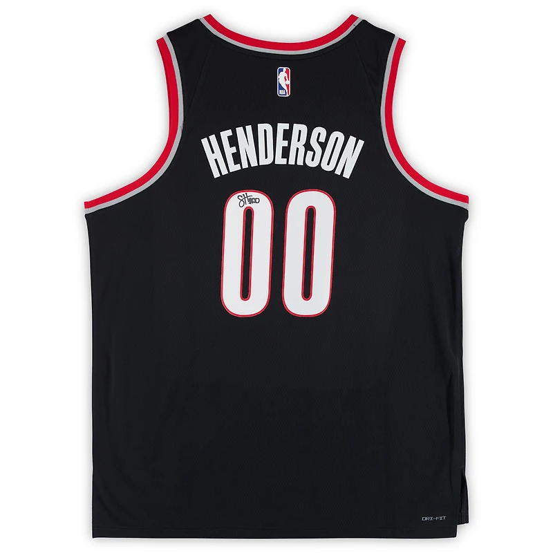 Maillot Nike Swingman noir dédicacé par Scoot Henderson des Portland Trail Blazers
