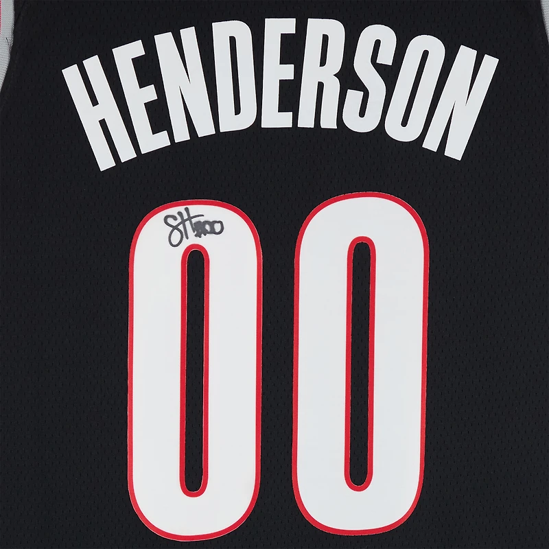 Maillot Nike Swingman noir dédicacé par Scoot Henderson des Portland Trail Blazers