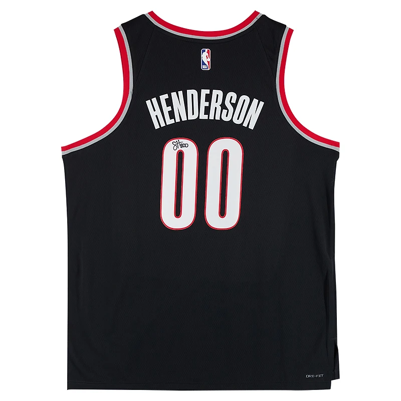 Maillot Nike Swingman noir dédicacé par Scoot Henderson des Portland Trail Blazers