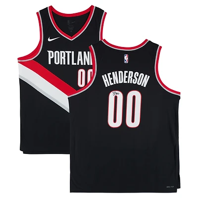 Maillot Nike Swingman noir dédicacé par Scoot Henderson des Portland Trail Blazers