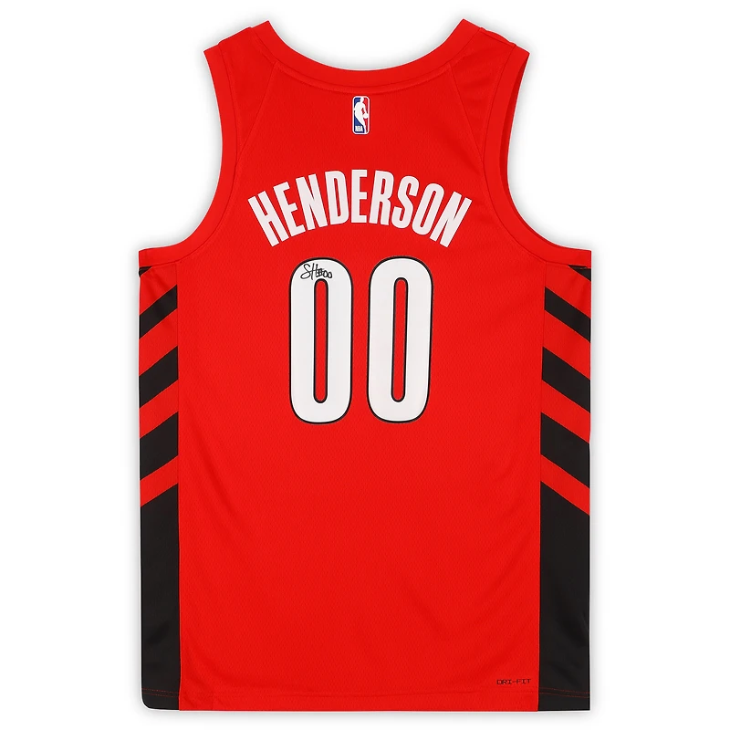Maillot Jordan Brand Swingman rouge autographié par Scoot Henderson des Portland Trail Blazers