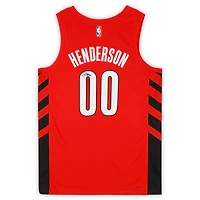 Maillot Jordan Brand Swingman rouge autographié par Scoot Henderson des Portland Trail Blazers