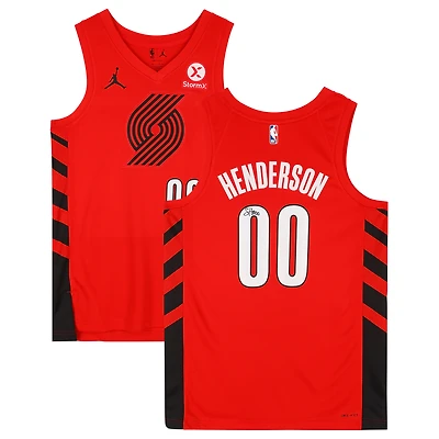 Maillot Jordan Brand Swingman rouge autographié par Scoot Henderson des Portland Trail Blazers