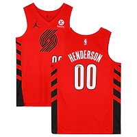 Maillot Jordan Brand Swingman rouge autographié par Scoot Henderson des Portland Trail Blazers