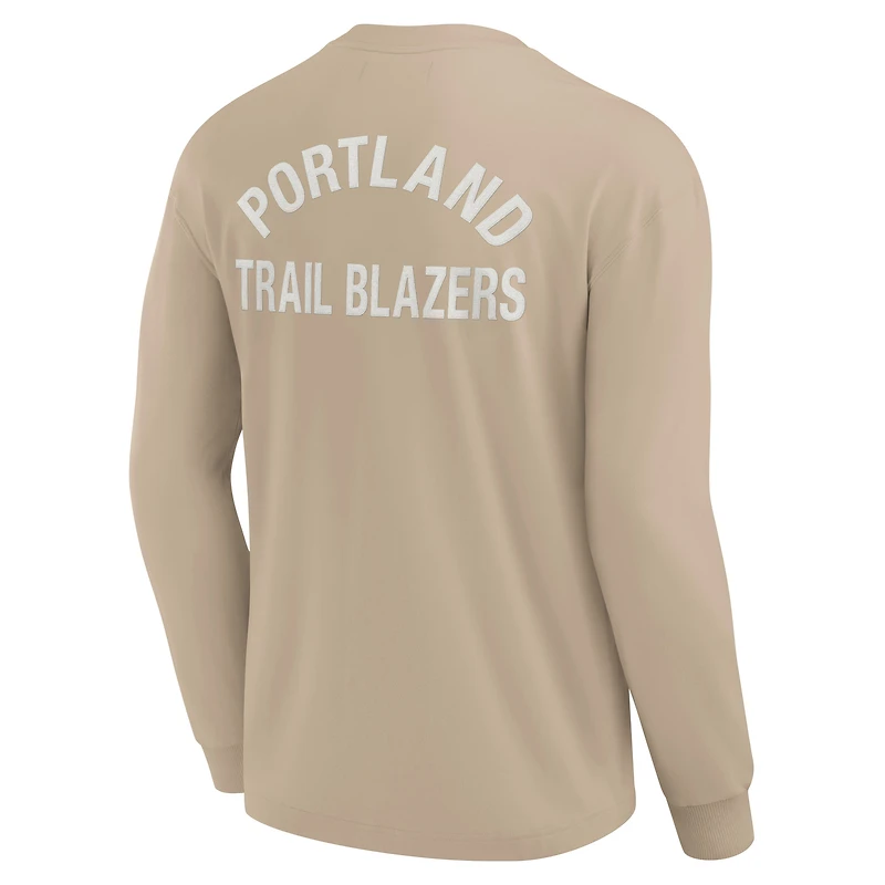 T-shirt unisexe fanatiques kaki Portland Trail Blazers Elements super doux à manches longues