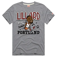 T-shirt unisexe gris hommage à Damian Lillard, Portland Trail Blazers, bienvenue la maison, mélange de trois matières