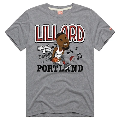 Unisex Homage Damian Lillard Gray Portland Trail Blazers Welcome Home Tri-Blend T-Shirt