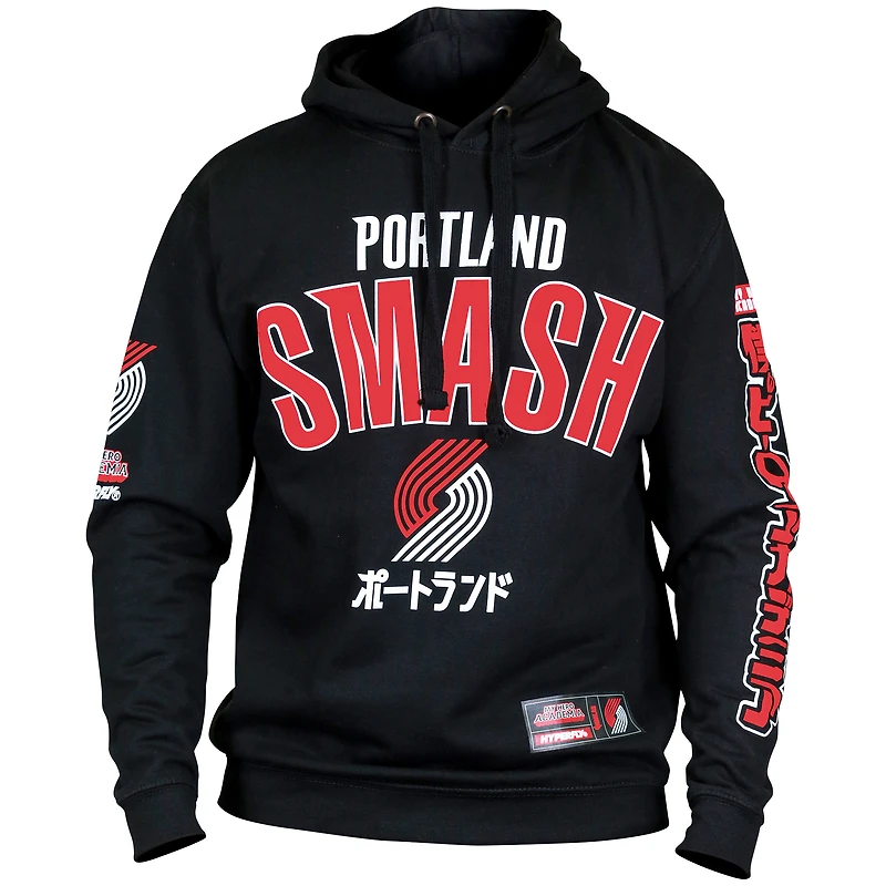 Sweat à capuche unisexe Hyperfly noir Portland Trail Blazers NBA x My Hero Academia All Might Smash