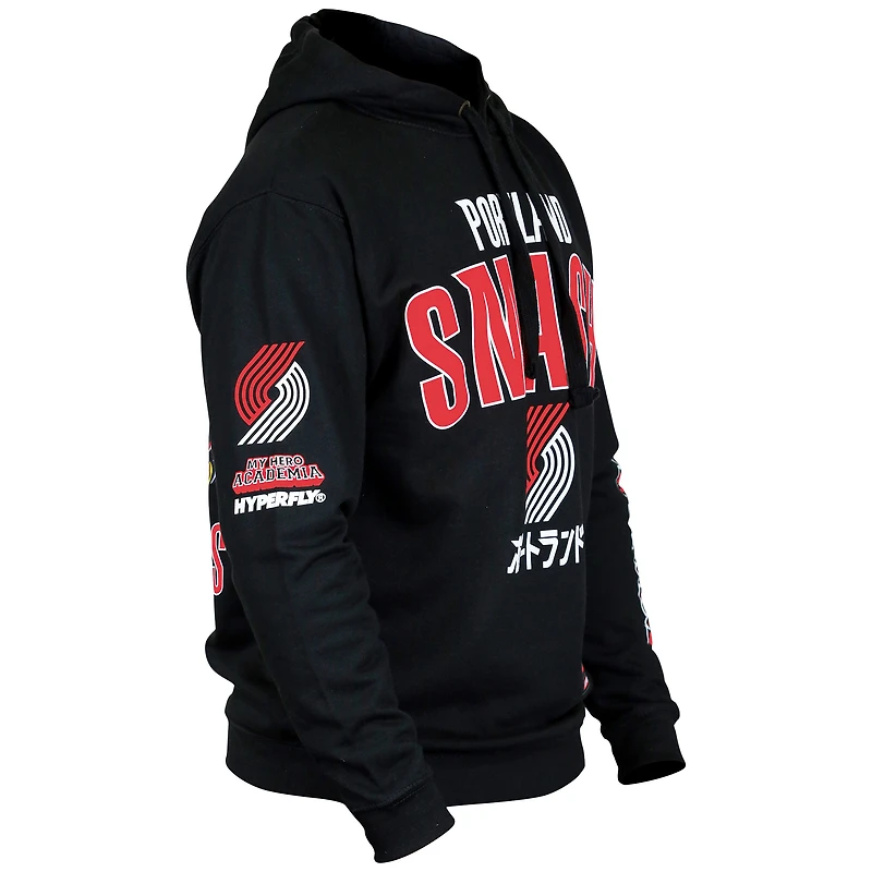Unisex Hyperfly Black Portland Trail Blazers NBA x My Hero Academia All Might Smash Pullover Hoodie