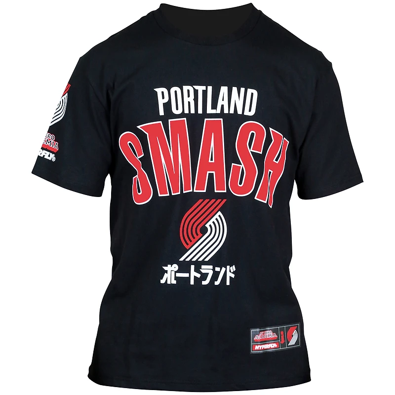 Unisex Hyperfly Black Portland Trail Blazers NBA x My Hero Academia All Might Smash T-Shirt