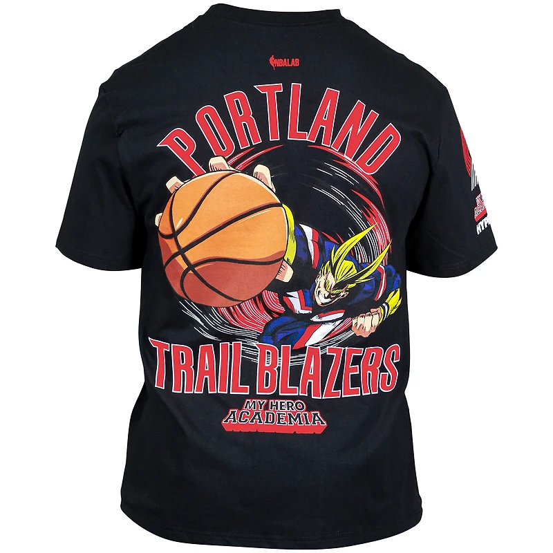T-shirt unisexe Hyperfly noir Portland Trail Blazers NBA x My Hero Academia All Might Smash