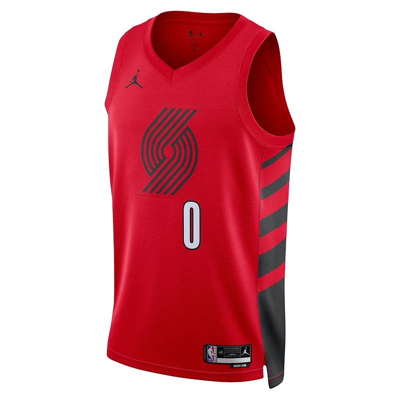 Unisexe Jordan Brand Damian Lillard Rouge Portland Trail Blazers Swingman Jersey - Statement Edition