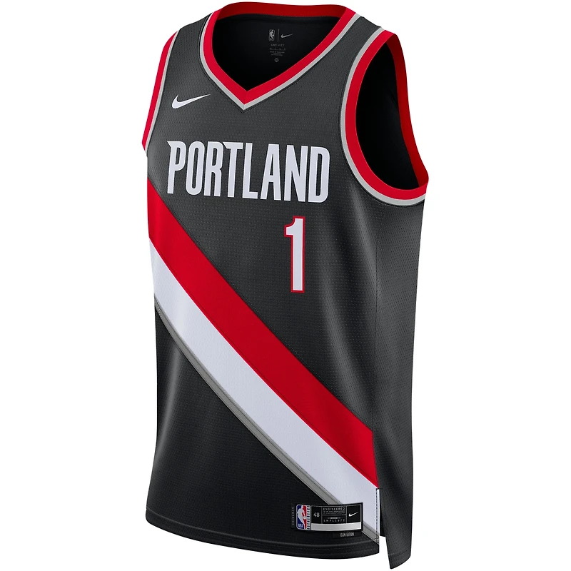 Maillot Nike Anfernee Simons Swingman unisexe noir Portland Trail Blazers - Édition Icon