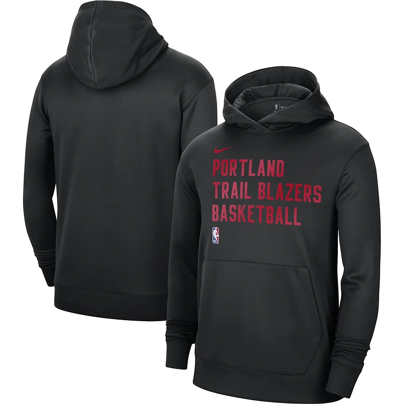 Sweat à capuche unisexe Nike noir Portland Trail Blazers 2023/24 Performance Spotlight pour l'entraînement sur le terrain