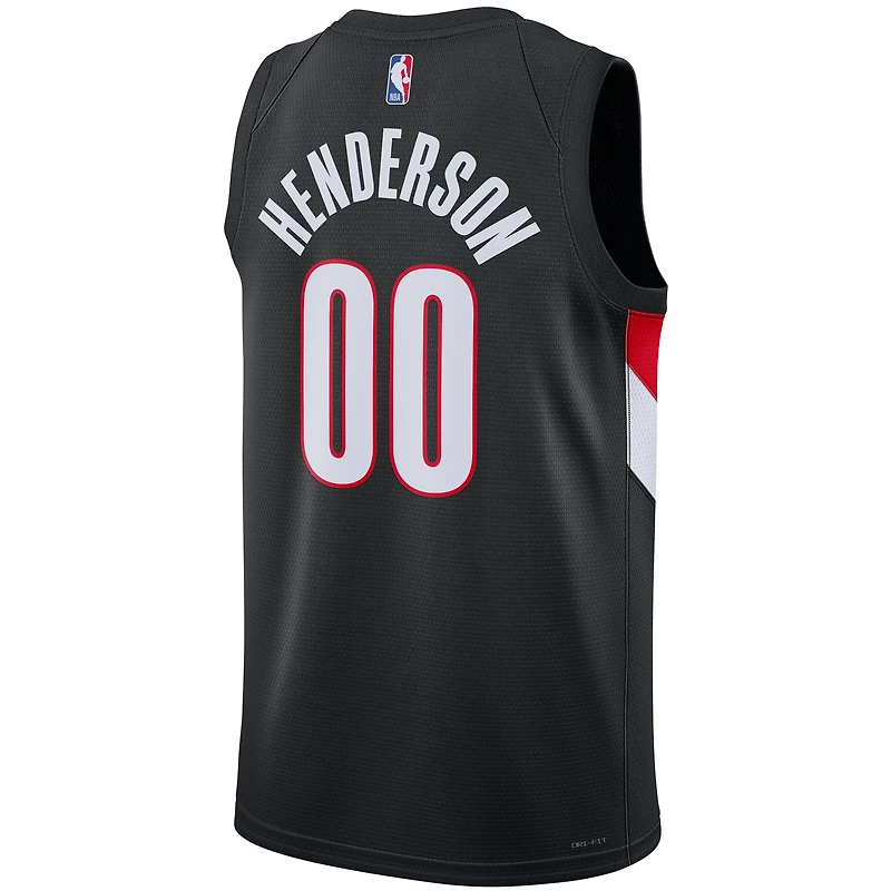 Maillot Nike Swingman Scoot Henderson unisexe noir des Portland Trail Blazers – Édition Icon