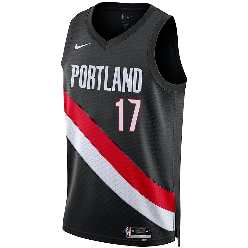 Maillot Nike unisexe Shaedon Sharpe Swingman noir des Portland Trail Blazers – Édition Icon