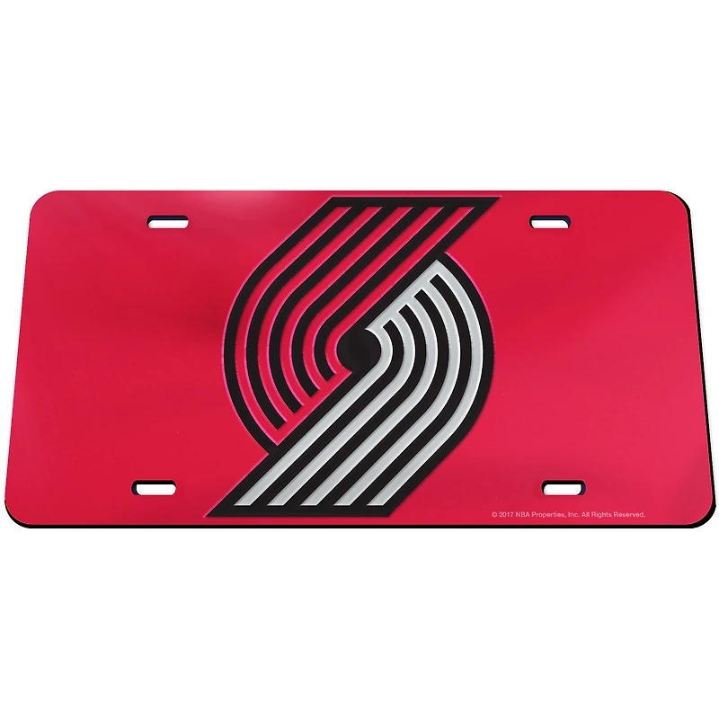Plaque d'immatriculation WinCraft Portland Trail Blazers Crystal Mirror avec logo de l'équipe