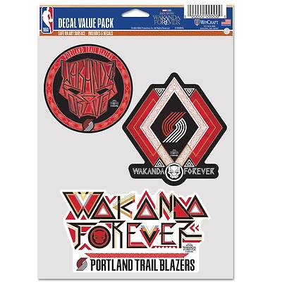 Lot de trois autocollants de ventilateur WinCraft Portland Trail Blazers Black Panther 2