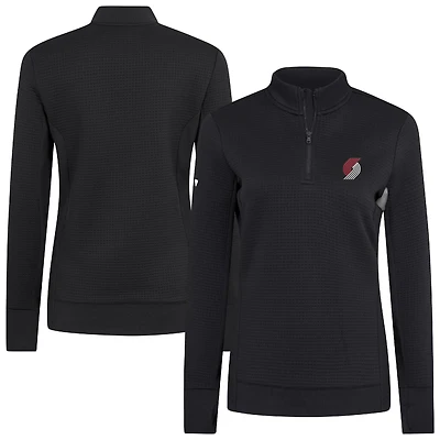 Women's Levelwear  Black Portland Trail Blazers Cushion Quarter-Zip Pullover