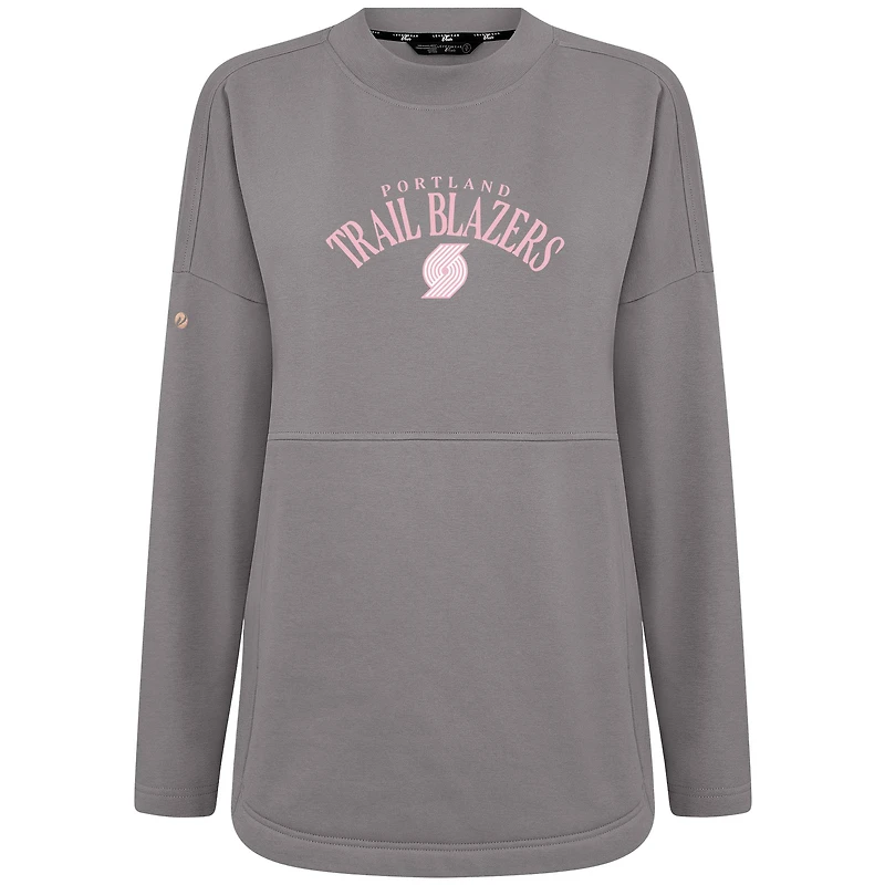Women's Levelwear  Gray Portland Trail Blazers Mother's Day Beaudry Arched Pullover Sweatshirt