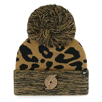 Women's '47 Leopard Portland Trail Blazers Rosette Cuffed Knit Hat with Pom