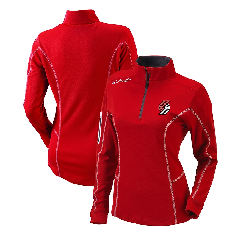 Women's Columbia  Red Portland Trail Blazers Omni-Wick Shotgun Quarter-Zip Pullover Top