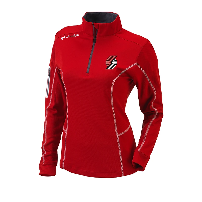 Women's Columbia  Red Portland Trail Blazers Omni-Wick Shotgun Quarter-Zip Pullover Top