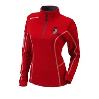 Women's Columbia  Red Portland Trail Blazers Omni-Wick Shotgun Quarter-Zip Pullover Top