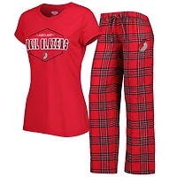 Ensemble de pyjama pour femme Concepts Sport rouge/noir avec haut et pantalon à écusson Portland Trail Blazers