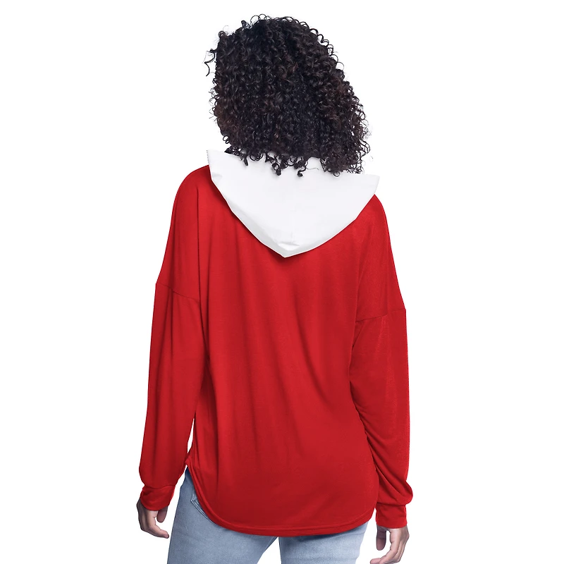 Women's G-III 4Her by Carl Banks Red Portland Trail Blazers Bench Player Oversized Long Sleeve Hooded Top