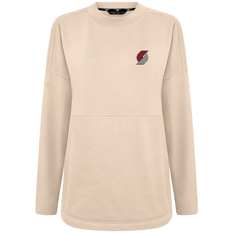 Women's Levelwear Khaki Portland Trail Blazers Beaudry Pullover Sweatshirt