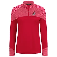 Women's Levelwear Red Portland Trail Blazers Classic Stripes Quarter-Zip Top